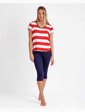 ADMAS Pijama Manga Corta Red Navy para Mujer