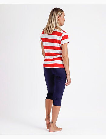 ADMAS Pijama Manga Corta Red Navy para Mujer