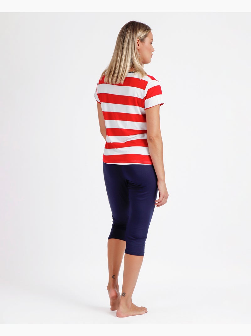 ADMAS Pijama Manga Corta Red Navy para Mujer Rojo - Kiabi