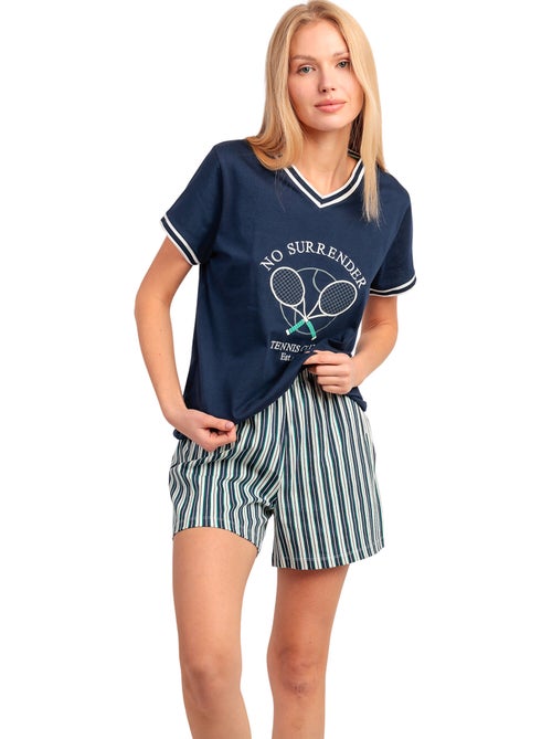 ADMAS Pijama Manga Corta Tennis Club para Mujer - Kiabi ADMAS Pijama Manga Corta Tennis Club para Mujer - Kiabi