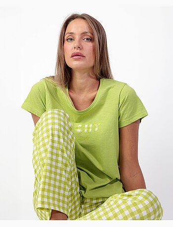 ADMAS Pijama Manga Corta Vichy Mood para Mujer