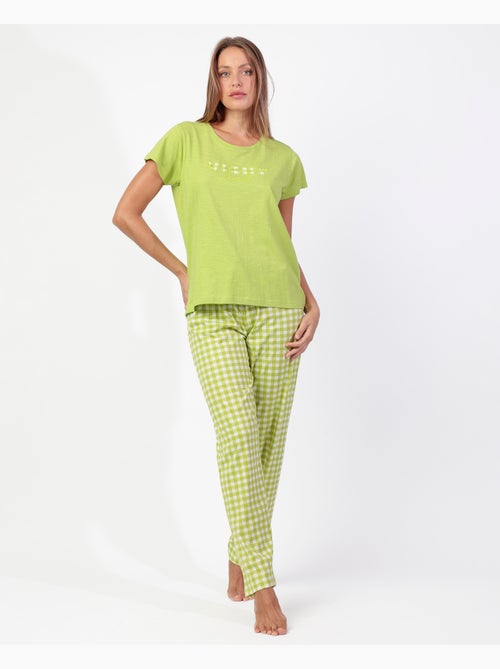 ADMAS Pijama Manga Corta Vichy Mood para Mujer - Kiabi ADMAS Pijama Manga Corta Vichy Mood para Mujer - Kiabi