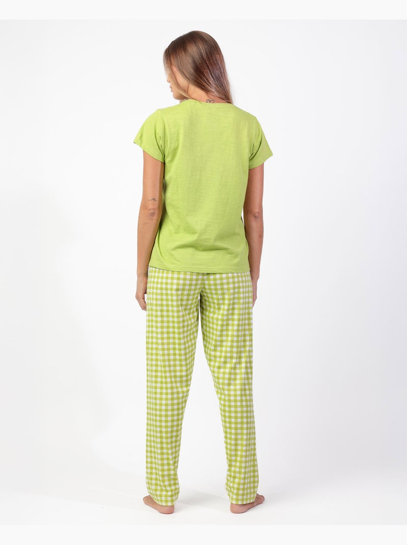 ADMAS Pijama Manga Corta Vichy Mood para Mujer Amarillo limón - Kiabi