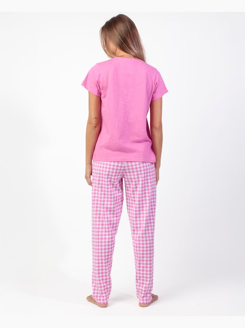 ADMAS Pijama Manga Corta Vichy Mood para Mujer Rosa - Kiabi