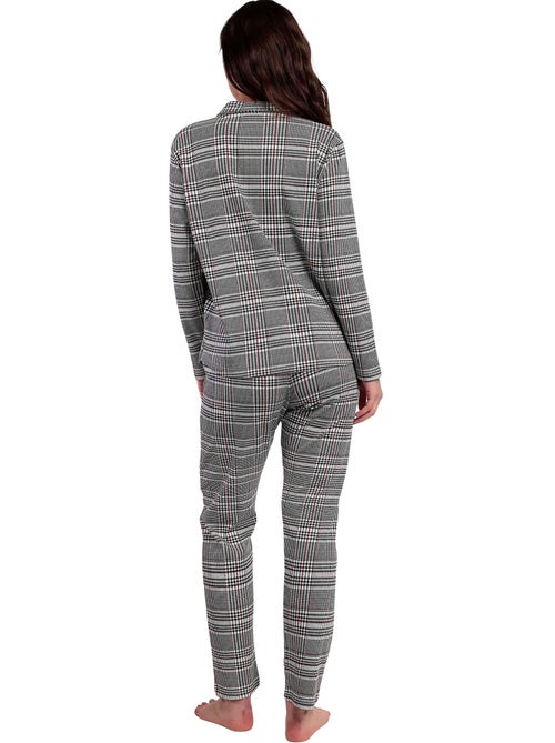 ADMAS Pijama Manga Larga Abierto Houndstooth para Mujer - Kiabi
