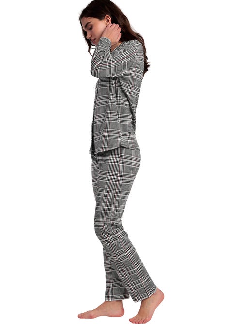 ADMAS Pijama Manga Larga Abierto Houndstooth para Mujer - Kiabi