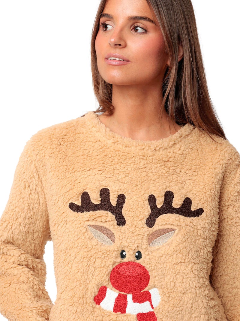 ADMAS Pijama Manga Larga Calentito Reindeer para Mujer Marrón - Kiabi