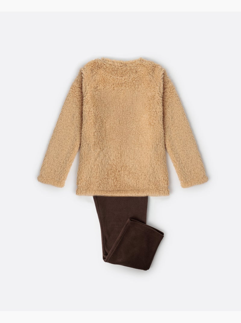 ADMAS Pijama Manga Larga Calentito Reindeer para Niña Camel - Kiabi