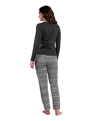 ADMAS Pijama Manga Larga Canalé Tapeta Houndstooth para Mujer