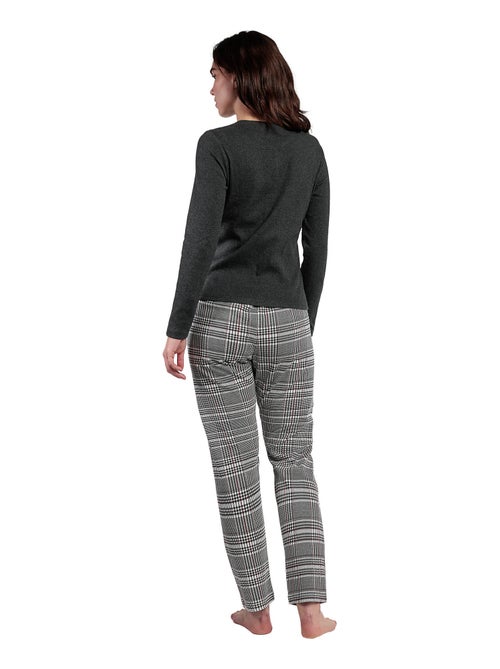 ADMAS Pijama Manga Larga Canalé Tapeta Houndstooth para Mujer - Kiabi ADMAS Pijama Manga Larga Canalé Tapeta Houndstooth para Mujer - Kiabi