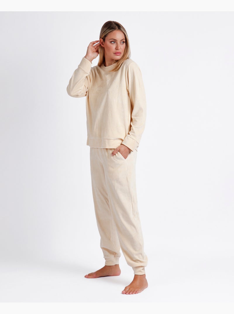 ADMAS Pijama Manga Larga Doble Velvet Soft Home para Mujer Beige - Kiabi