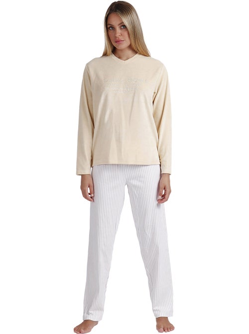 ADMAS Pijama Manga Larga Doble Velvet Soft Pico para Mujer - Kiabi