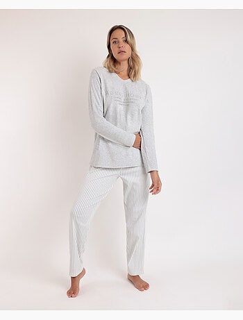 ADMAS Pijama Manga Larga Doble Velvet Soft Pico para Mujer