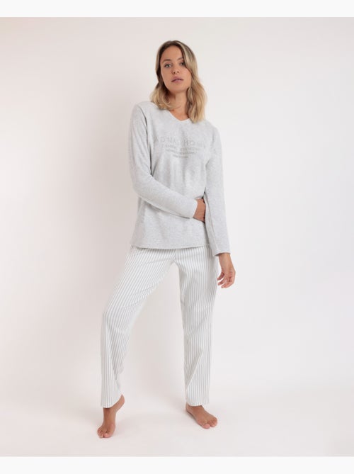 ADMAS Pijama Manga Larga Doble Velvet Soft Pico para Mujer - Kiabi ADMAS Pijama Manga Larga Doble Velvet Soft Pico para Mujer - Kiabi