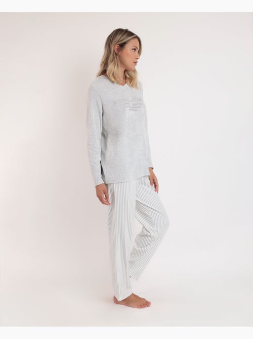ADMAS Pijama Manga Larga Doble Velvet Soft Pico para Mujer - Kiabi ADMAS Pijama Manga Larga Doble Velvet Soft Pico para Mujer - Kiabi