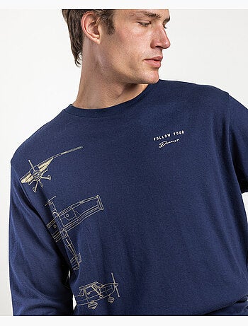 ADMAS Pijama Manga Larga Follow Your Dreams Plane para Hombre