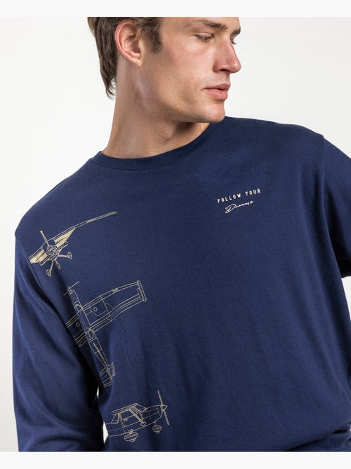 ADMAS Pijama Manga Larga Follow Your Dreams Plane para Hombre - Kiabi ADMAS Pijama Manga Larga Follow Your Dreams Plane para Hombre - Kiabi