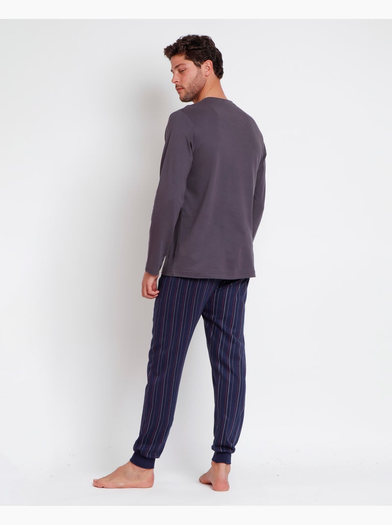 ADMAS Pijama Manga Larga Gentlemen's Club A para Hombre Gris oscuro - Kiabi