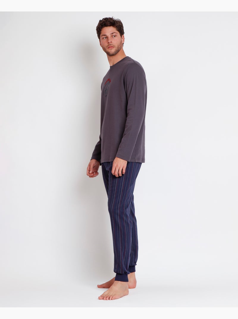 ADMAS Pijama Manga Larga Gentlemen's Club A para Hombre Gris oscuro - Kiabi