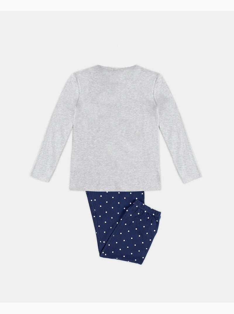 ADMAS Pijama Manga Larga Good Morning Mouse para Niña Gris jaspeado - Kiabi