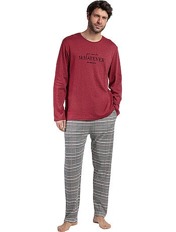 ADMAS Pijama Manga Larga Houndstooth para Hombre