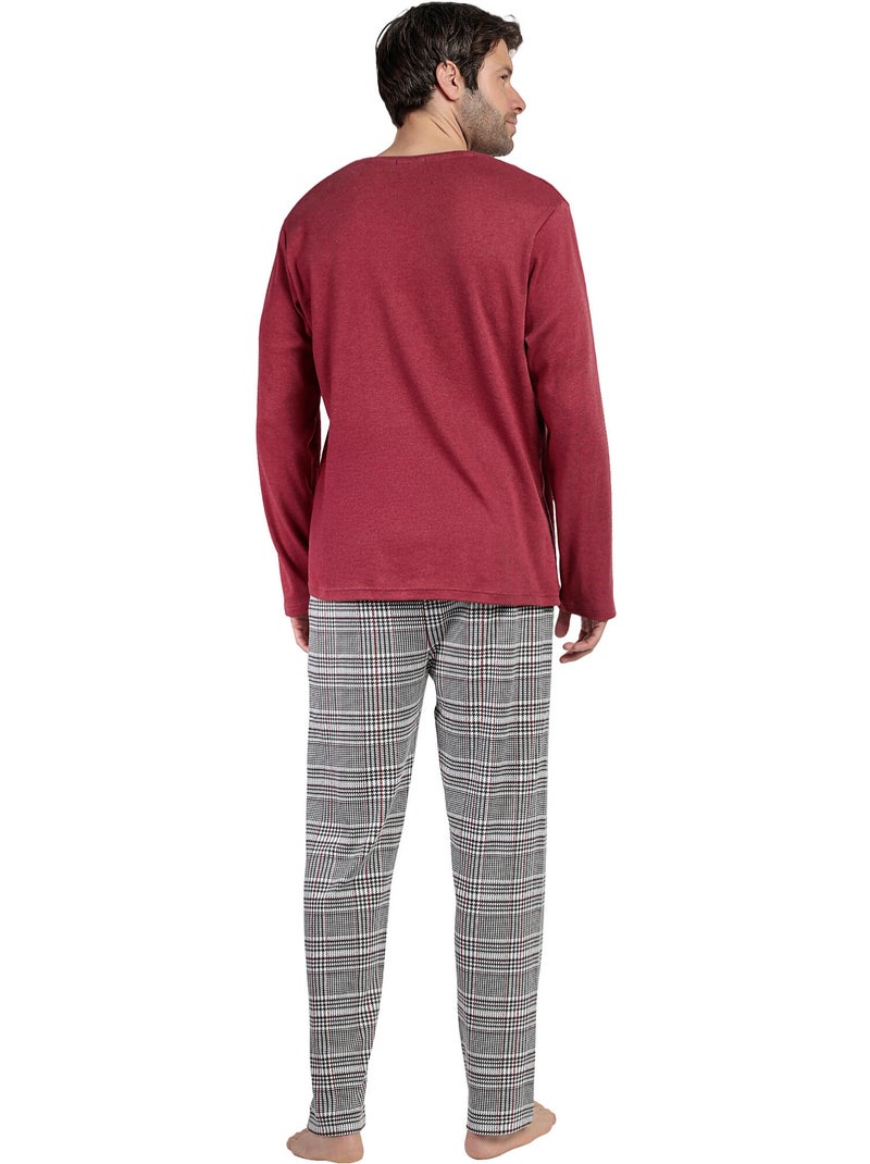 ADMAS Pijama Manga Larga Houndstooth para Hombre Burdeos - Kiabi