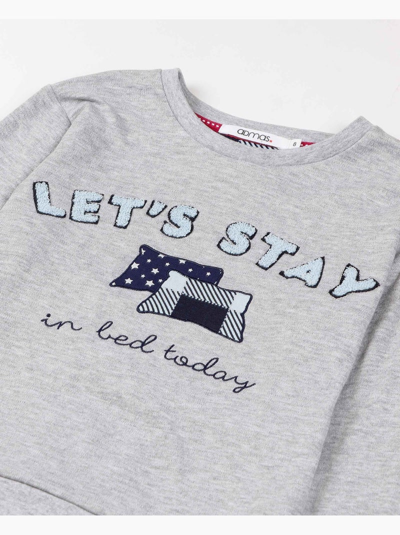 ADMAS Pijama Manga Larga Let´s Stay para Niña Gris jaspeado - Kiabi