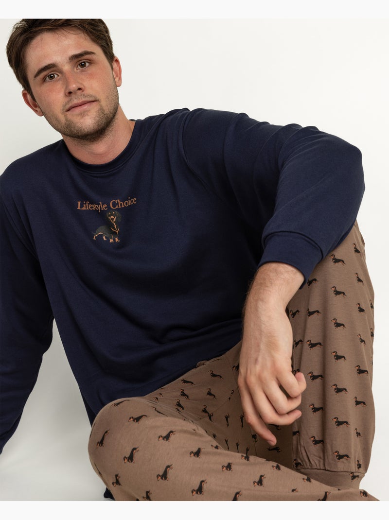 ADMAS Pijama Manga Larga Livestyle para Hombre Azul marino - Kiabi