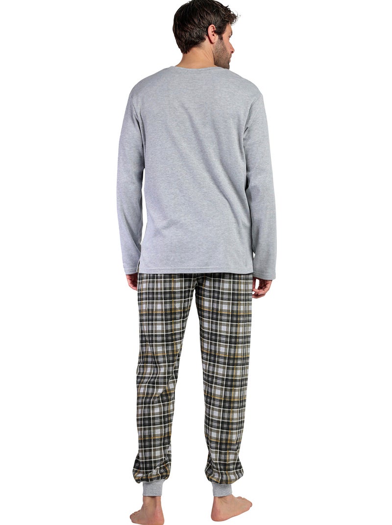 ADMAS Pijama Manga Larga Never Give Up para Hombre Gris - Kiabi