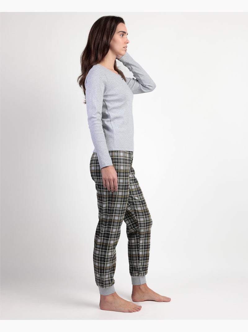 ADMAS Pijama Manga Larga Never Give Up para Mujer Gris jaspeado - Kiabi