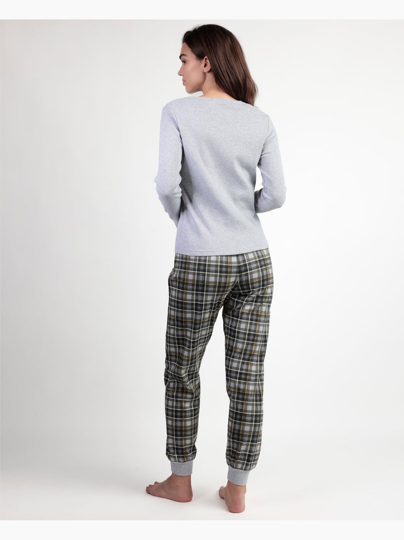 ADMAS Pijama Manga Larga Never Give Up para Mujer Gris jaspeado - Kiabi