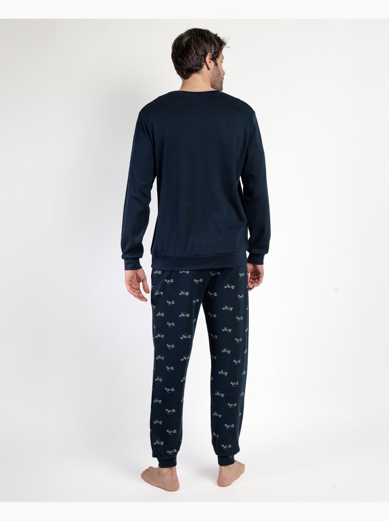 ADMAS Pijama Manga Larga Old School para Hombre Azul marino - Kiabi