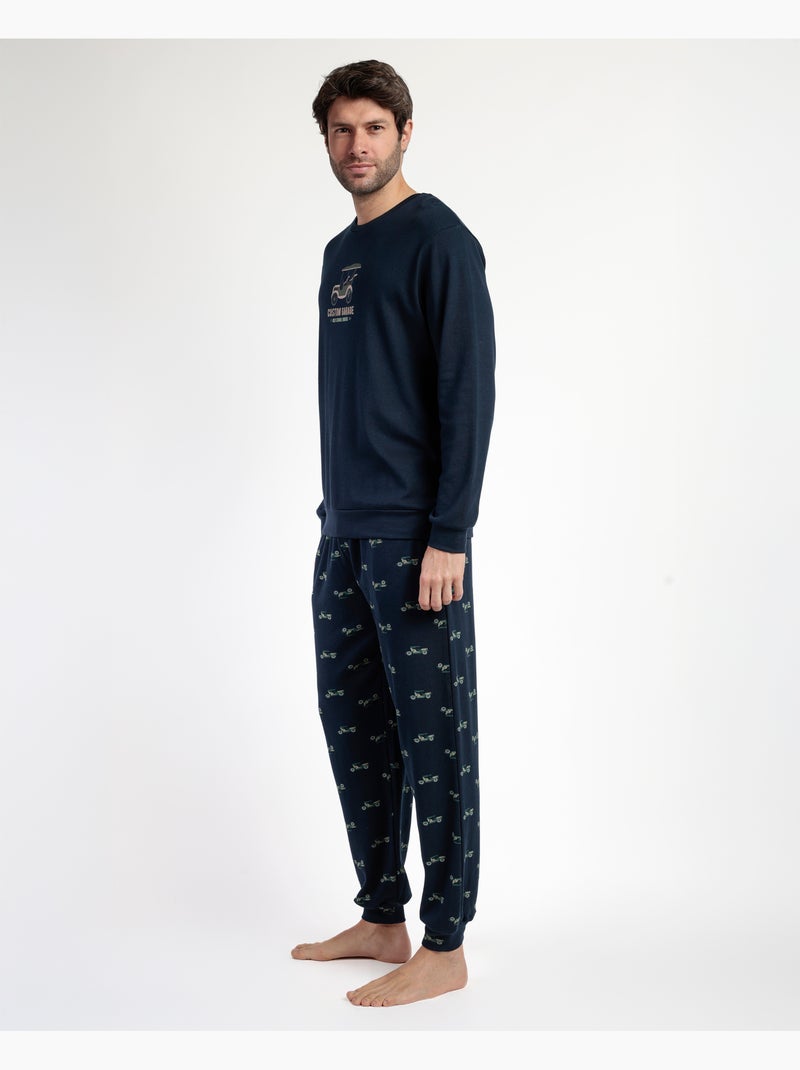 ADMAS Pijama Manga Larga Old School para Hombre Azul marino - Kiabi