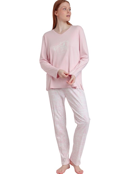 ADMAS Pijama Manga Larga Pico La Vie Est Belle para Mujer - Kiabi