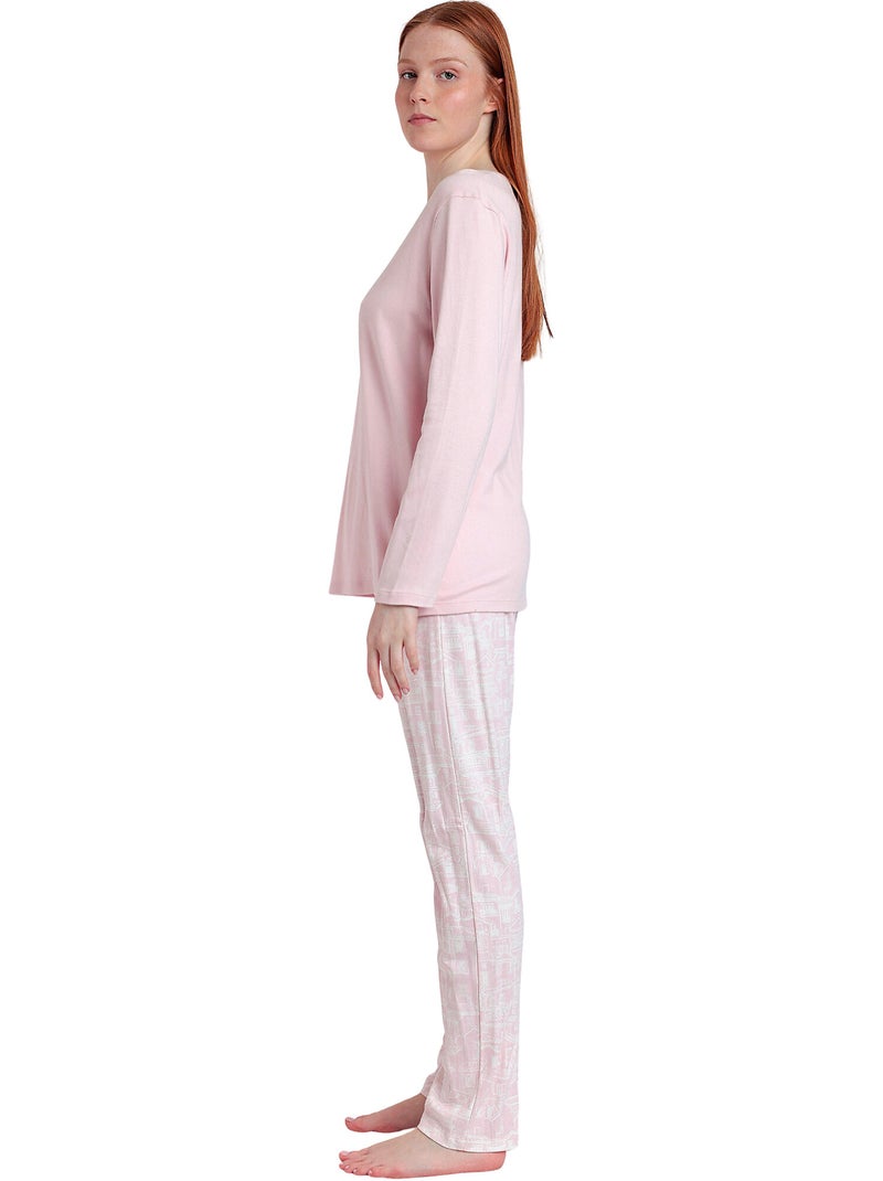 ADMAS Pijama Manga Larga Pico La Vie Est Belle para Mujer Rosa - Kiabi