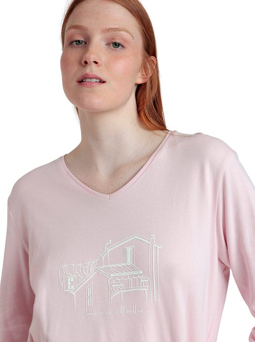 ADMAS Pijama Manga Larga Pico La Vie Est Belle para Mujer - Kiabi