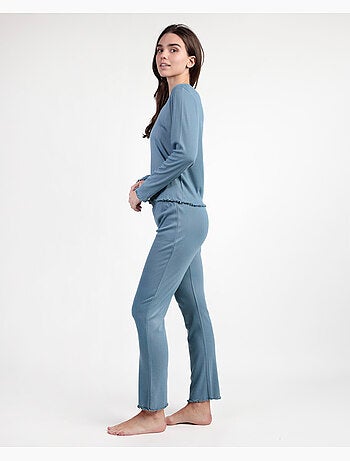 ADMAS Pijama Manga Larga Pico Soft Canalé para Mujer