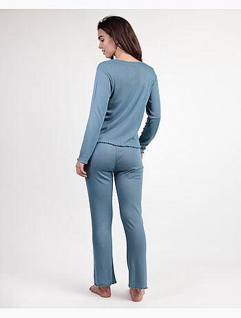 ADMAS Pijama Manga Larga Pico Soft Canalé para Mujer