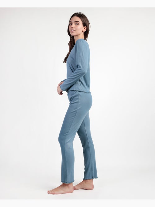 ADMAS Pijama Manga Larga Pico Soft Canalé para Mujer - Kiabi ADMAS Pijama Manga Larga Pico Soft Canalé para Mujer - Kiabi