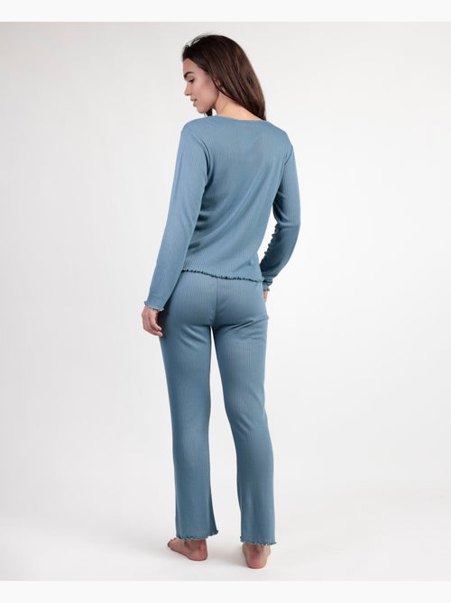ADMAS Pijama Manga Larga Pico Soft Canalé para Mujer - Kiabi ADMAS Pijama Manga Larga Pico Soft Canalé para Mujer - Kiabi