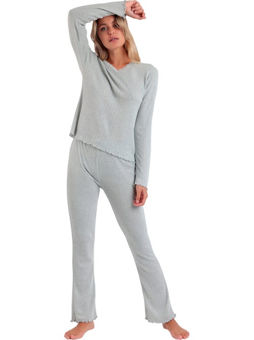 ADMAS Pijama Manga Larga Pico Soft Canalé para Mujer - Kiabi