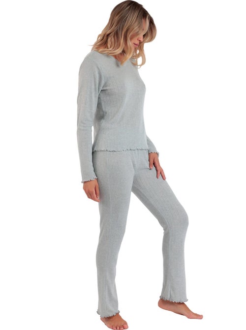 ADMAS Pijama Manga Larga Pico Soft Canalé para Mujer - Kiabi