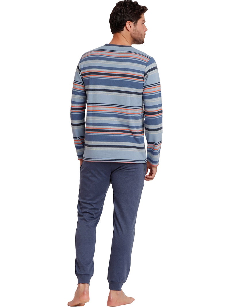 ADMAS Pijama Manga Larga Rayas Vespa Style para Hombre Azul - Kiabi