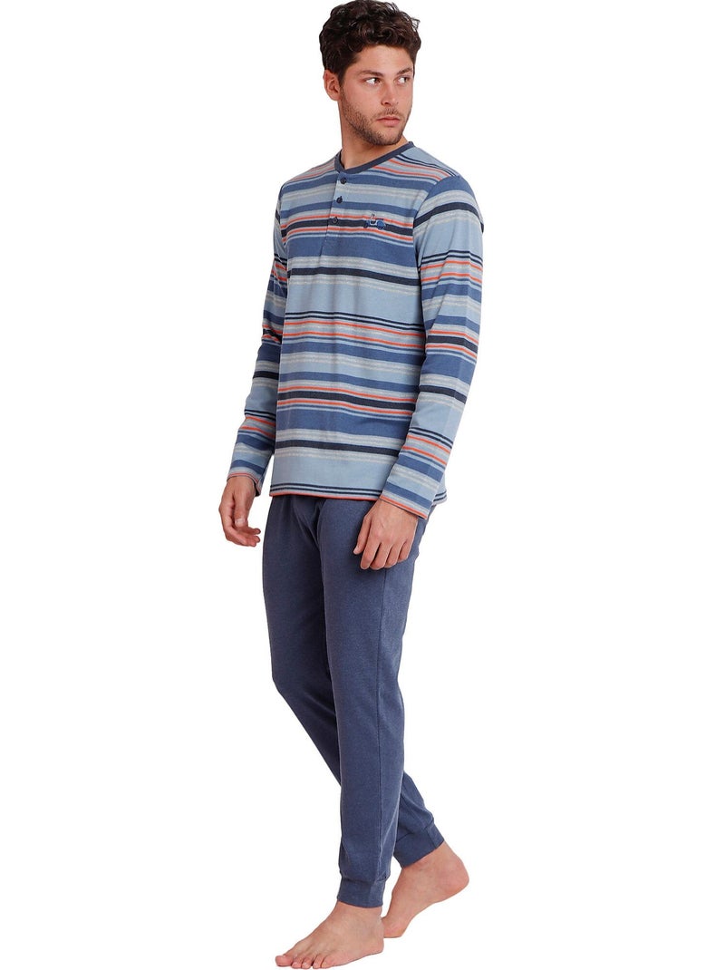 ADMAS Pijama Manga Larga Rayas Vespa Style para Hombre Azul - Kiabi