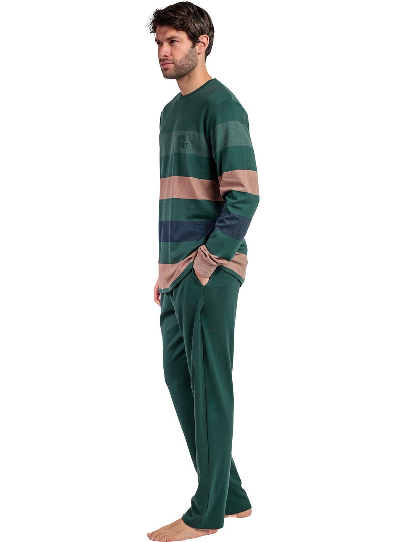 ADMAS Pijama Manga Larga Rayas Wild Spirit para Hombre Verde - Kiabi