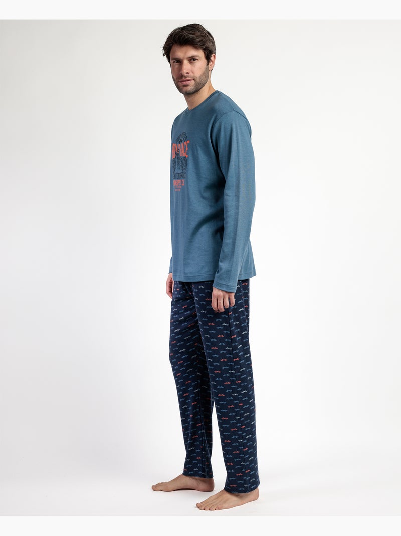 ADMAS Pijama Manga Larga Road Race para Hombre Azul - Kiabi
