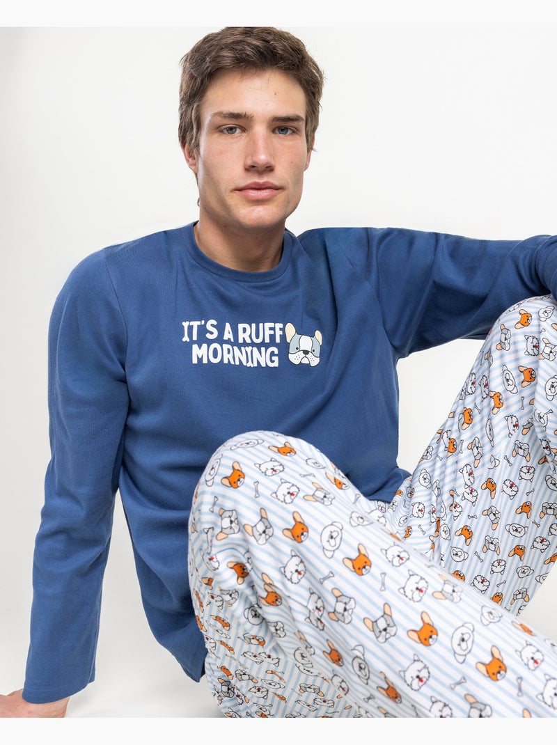 ADMAS Pijama Manga Larga Ruff Morning para Hombre Azul - Kiabi