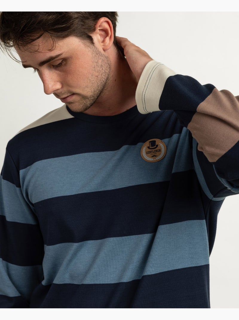 ADMAS Pijama Manga Larga Stripes Gentleman para Hombre Azul - Kiabi