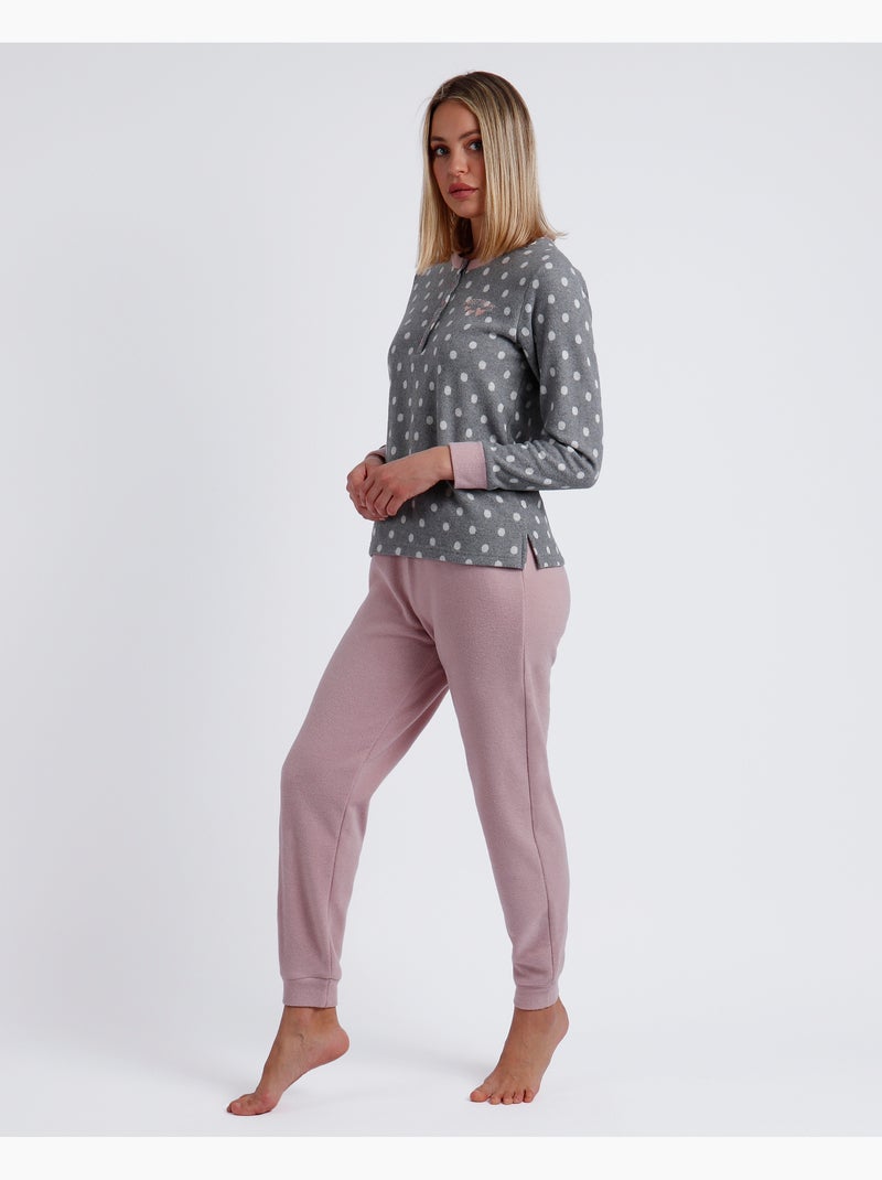 ADMAS Pijama Manga Larga Sweet Dots A para Mujer Gris jaspeado - Kiabi