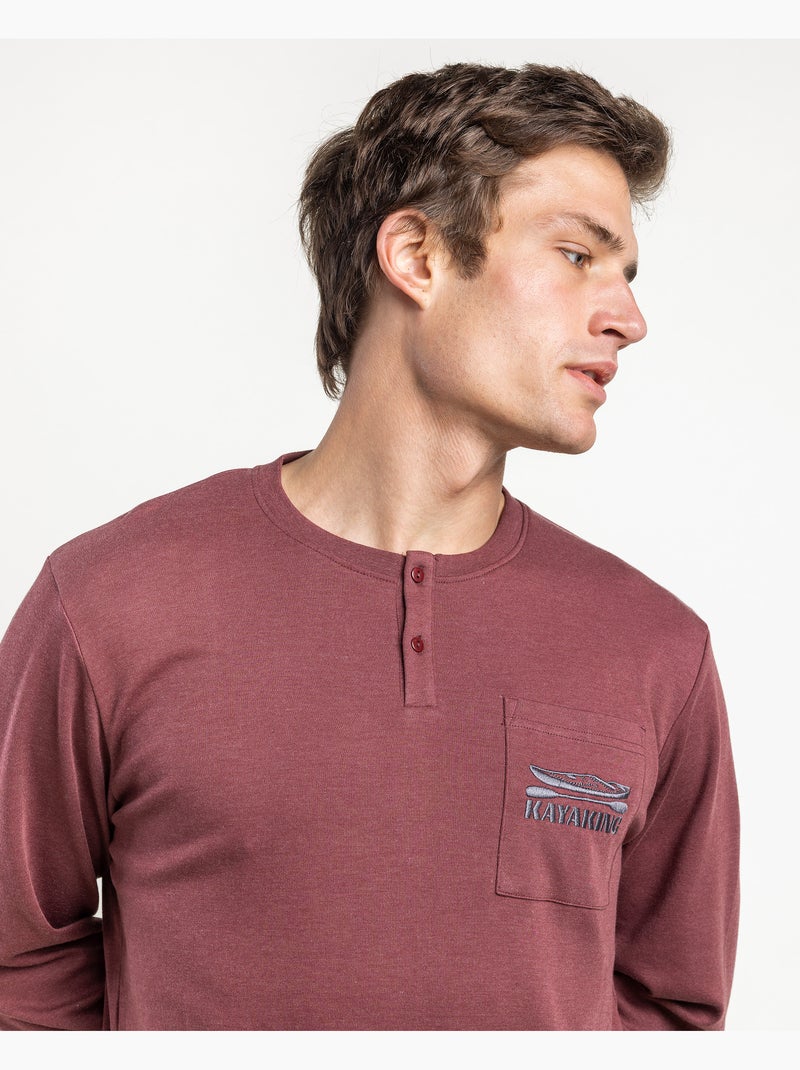 ADMAS Pijama Manga Larga Tapeta Kayaking para Hombre Granate - Kiabi